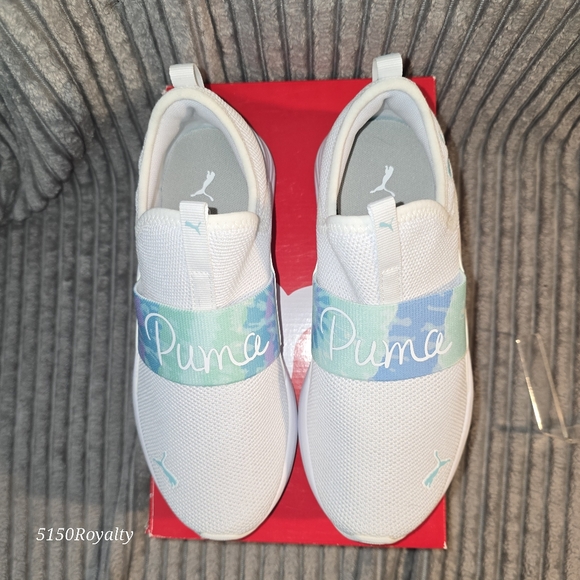 Puma Softride Sophia S0 Script white-bay-gulf stream Slip-on Women's Size 6.5 - Picture 3 of 11